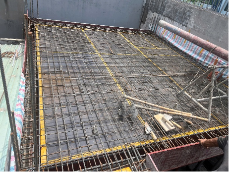 Lắp đặt thép dầm, sàn tầng 3